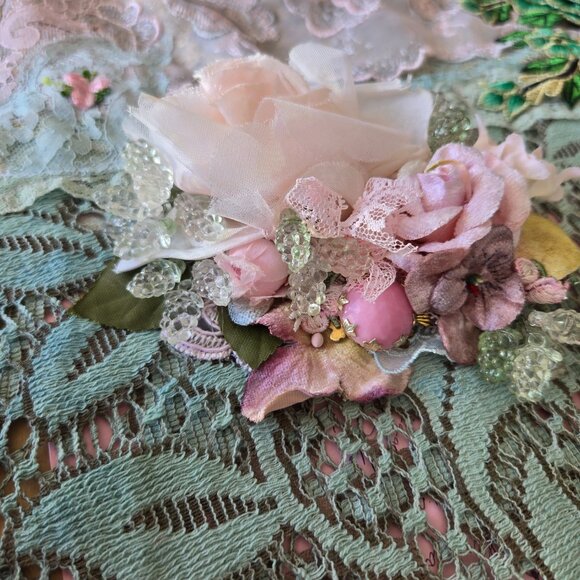 Romantic Handmade Millinery Rose Hair Clip Feminine Bridal OOAK Wedding Feminine - Picture 5 of 8